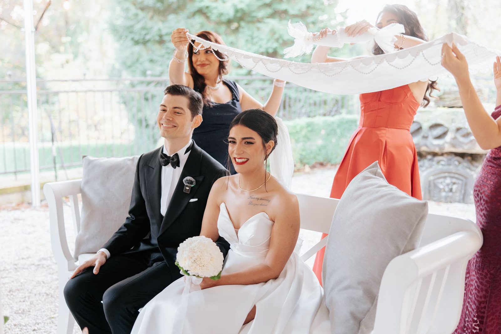 Persian wedding ceremony — bride and groom during the Aghd ritual